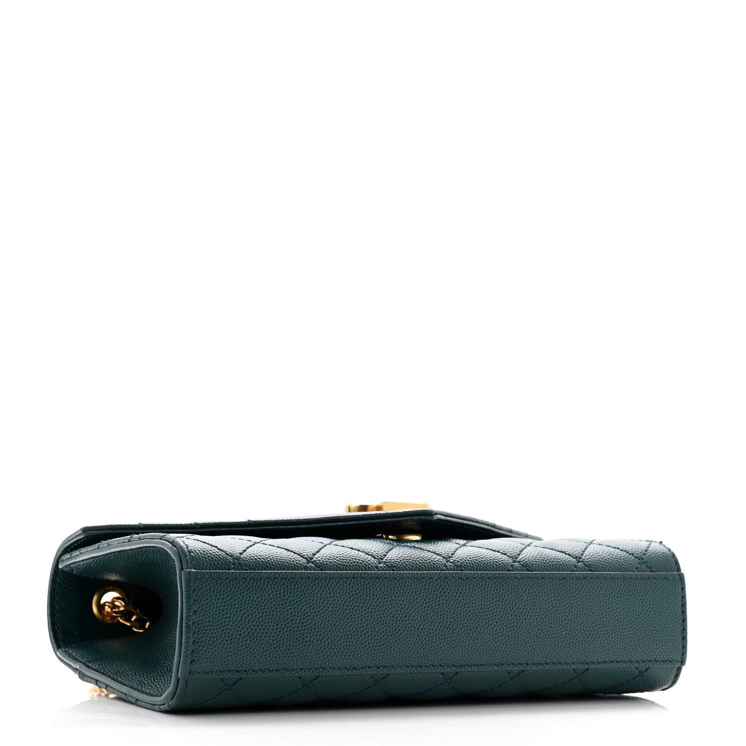 Saint Laurent Grain De Poudre Textured Mixed Matelasse Triquilt Small Monogram Satchel Sea Turquoise 4 of 10