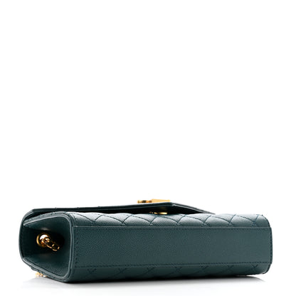 Saint Laurent Grain De Poudre Textured Mixed Matelasse Triquilt Small Monogram Satchel Sea Turquoise 4 of 10
