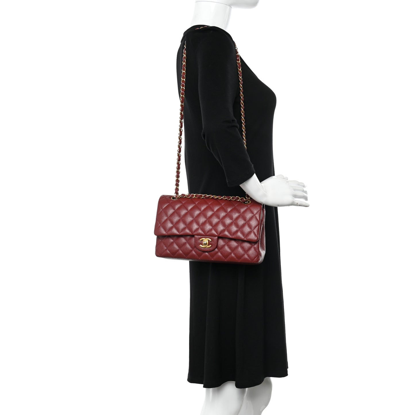 Iridescent Caviar Quilted Medium Double Flap Red