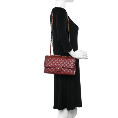 Chanel Iridescent Caviar Quilted Medium Double Flap Red 2 of 11