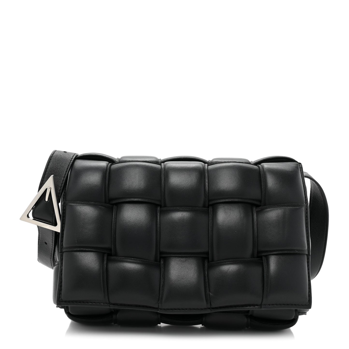 Nappa Maxi Intreccio Padded Cassette Crossbody Bag Black