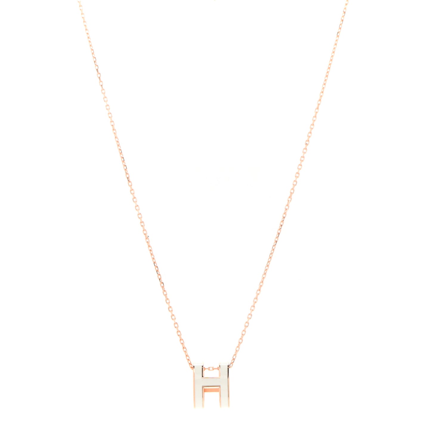 Lacquered Rose Gold Pop H Pendant Necklace White