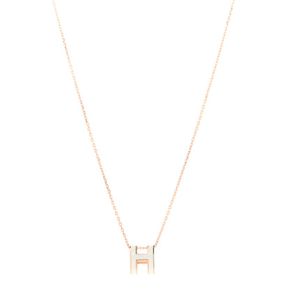 Hermes Lacquered Rose Gold Pop H Pendant Necklace White 1 of 5