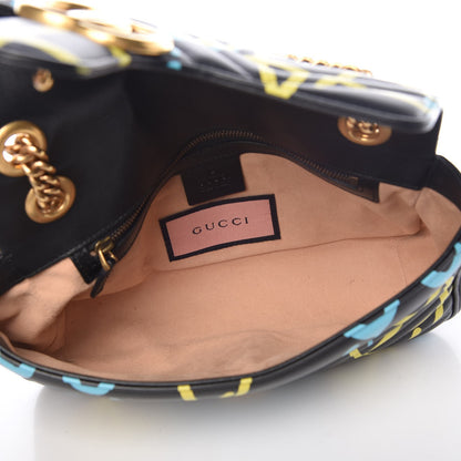 Gucci Calfskin Matelasse GucciGhost Small GG Marmont Shoulder Bag Black New Acquamarine 5 of 8