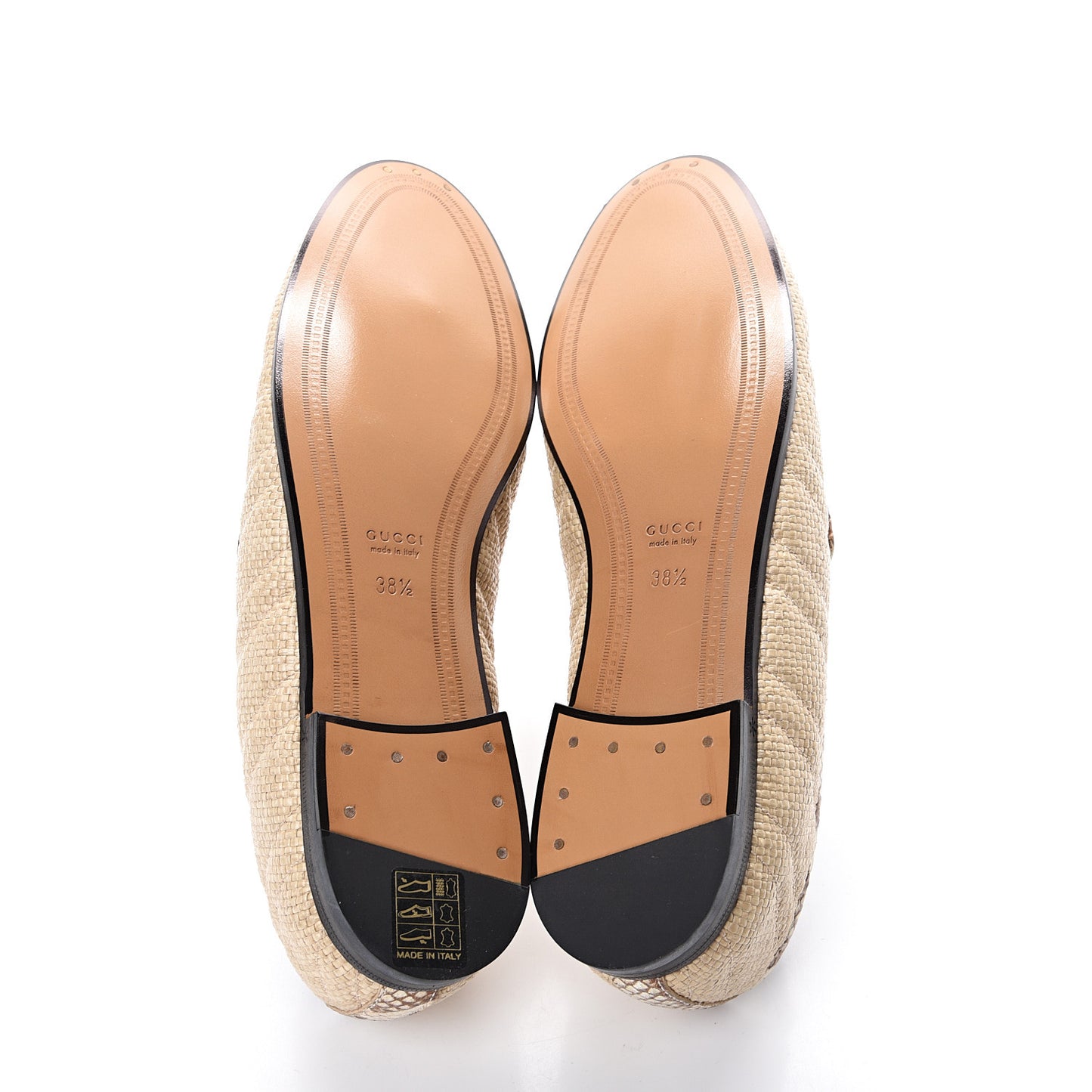Raffia Elaphe Matelasse Horsebit Womens Jordaan Loafers 38.5 Natural Cream Brown