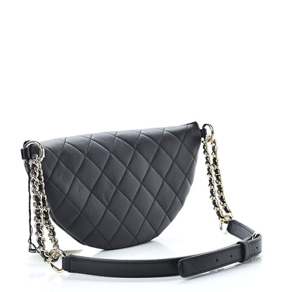 Chanel Lambskin Quilted Studded Waist Bag Fanny Pack Black 3 of 10