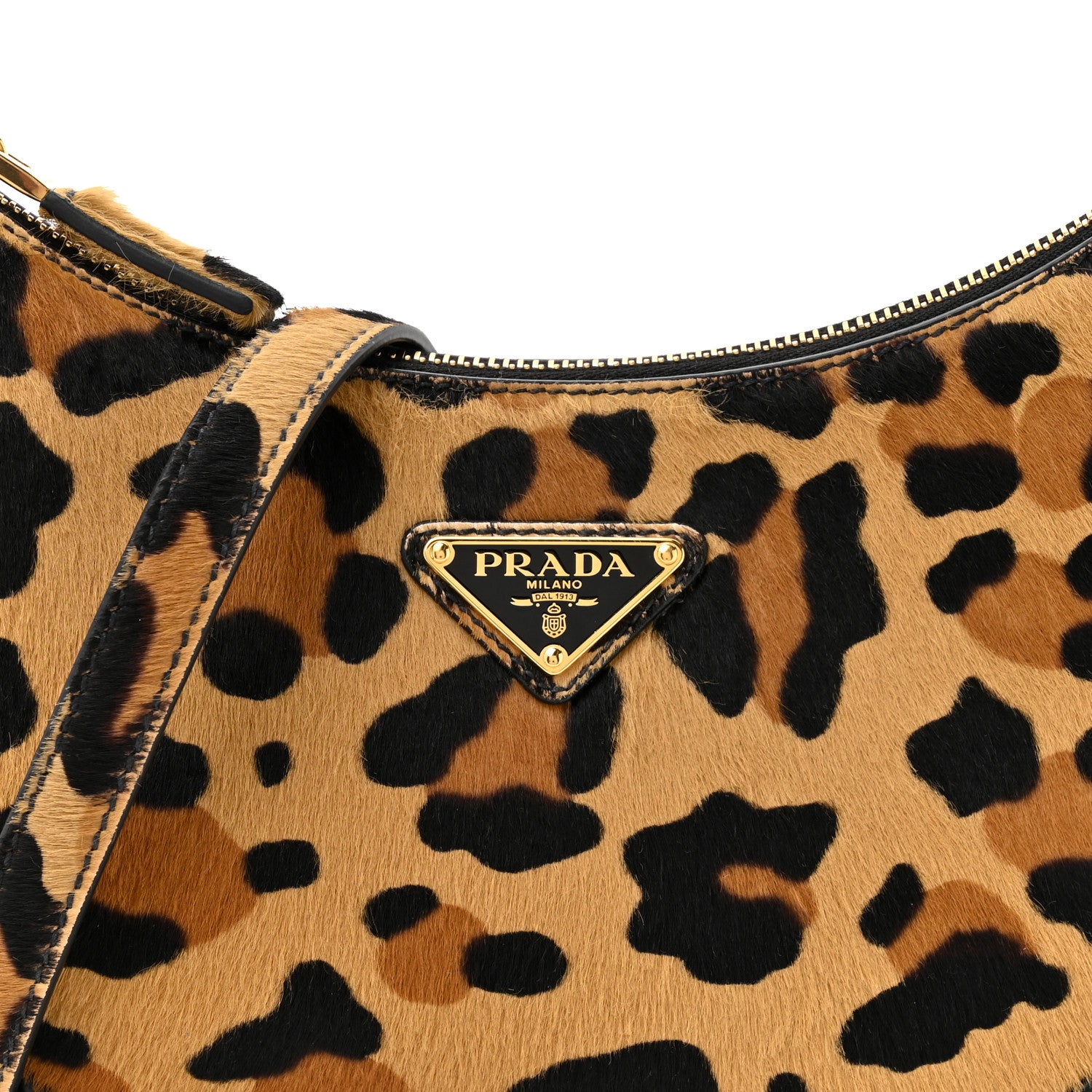 Prada Calf Hair Leopard Print Arque Shoulder Bag Honey 7 of 9