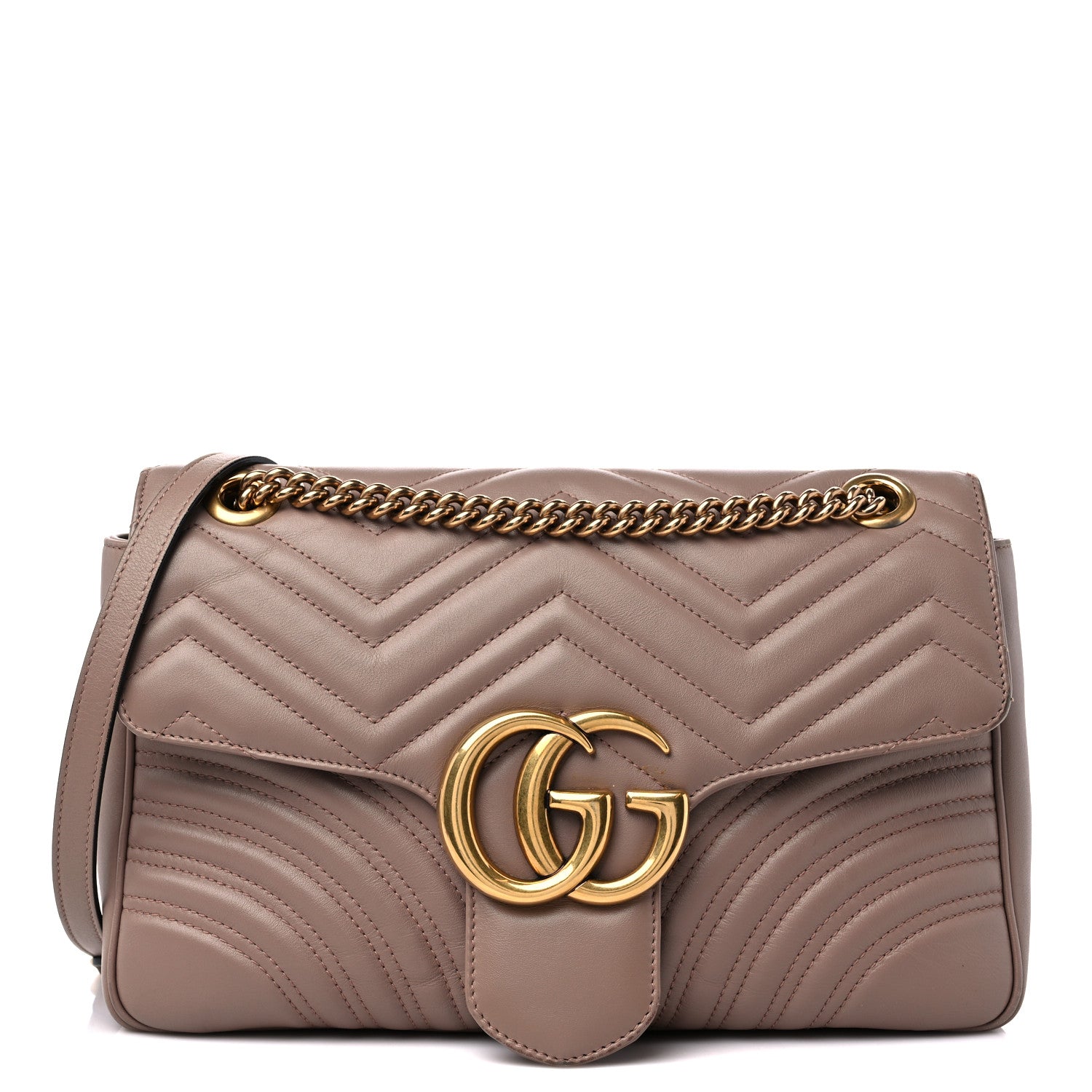 Gucci Calfskin Matelasse Medium GG Marmont Shoulder Bag Porcelain Rose 1 of 13