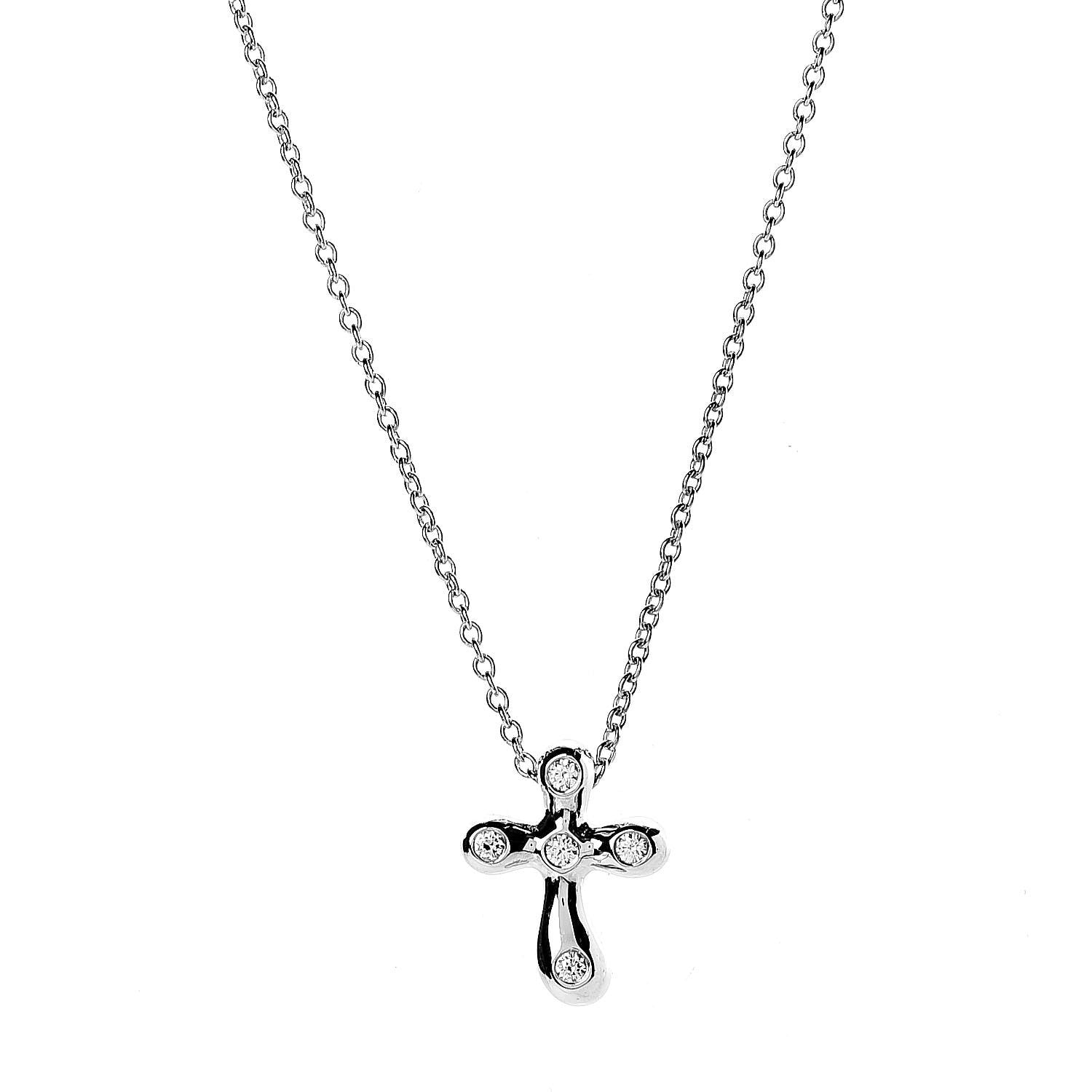 Tiffany Platinum Diamond 12mm Elsa Peretti Cross Pendant Necklace 4 of 6