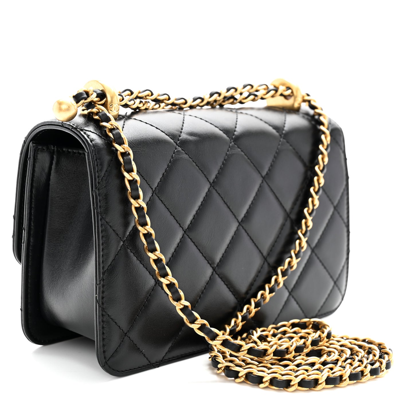 Calfskin Quilted Mini Perfect Fit Flap Black