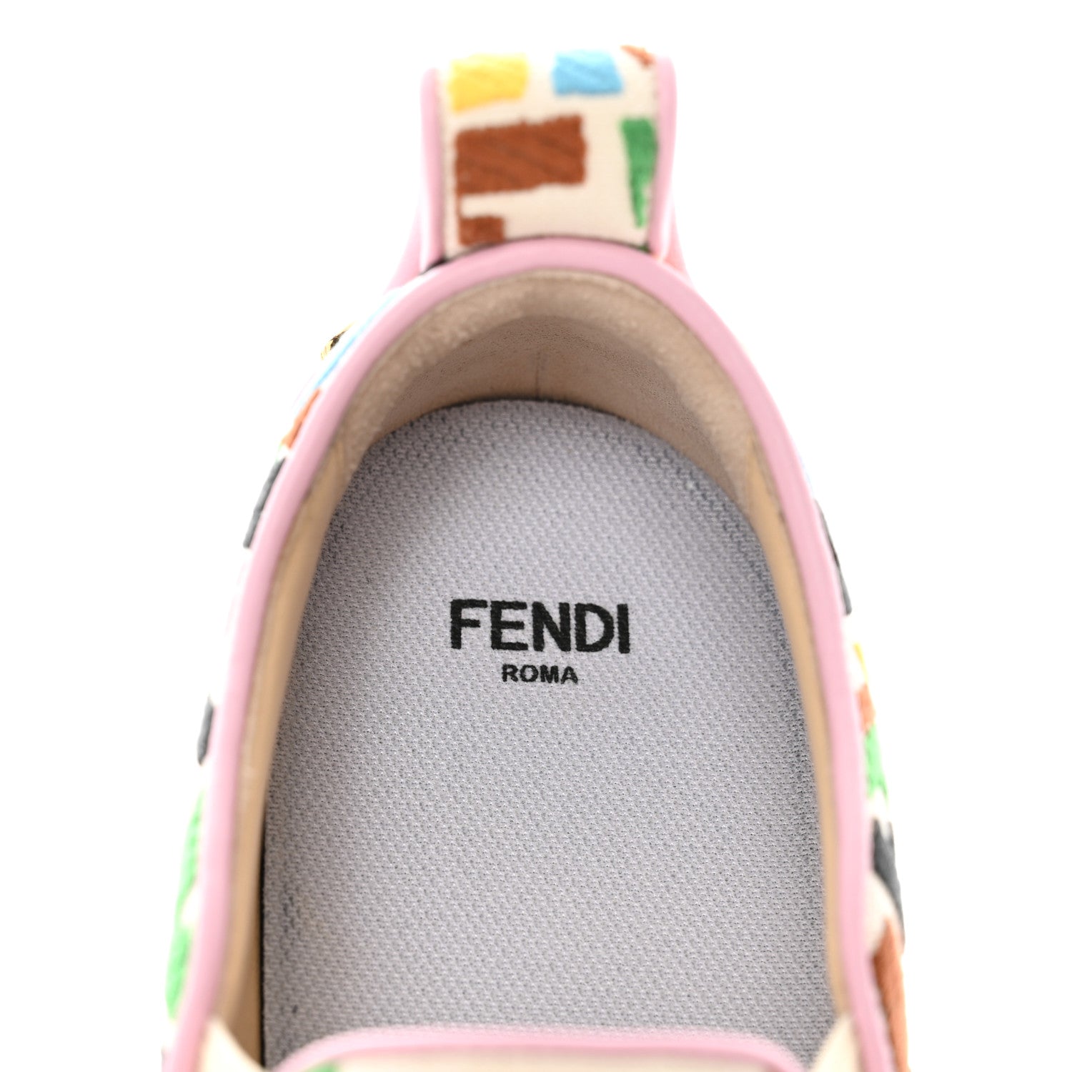 Fendi X SARA COLEMAN Canvas FF Vertigo Embroidered Womens Rise Slip On Sneakers 37 Grezzo Multicolor 8 of 10