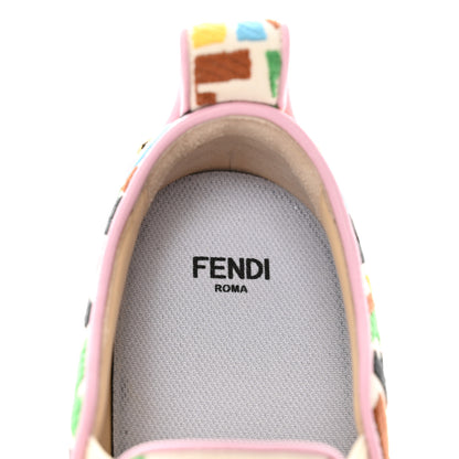 Fendi X SARA COLEMAN Canvas FF Vertigo Embroidered Womens Rise Slip On Sneakers 37 Grezzo Multicolor 8 of 10