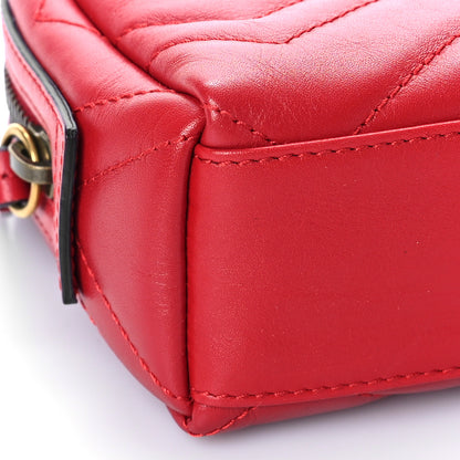 Gucci Calfskin Matelasse GG Marmont Cosmetic Case Hibiscus Red 8 of 9