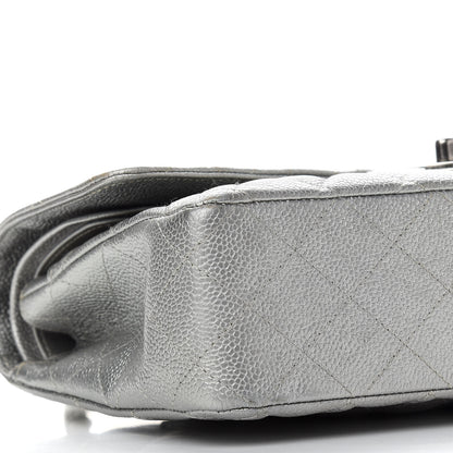 Chanel Metallic Caviar Quilted Medium Double Flap Silver 8 of 11