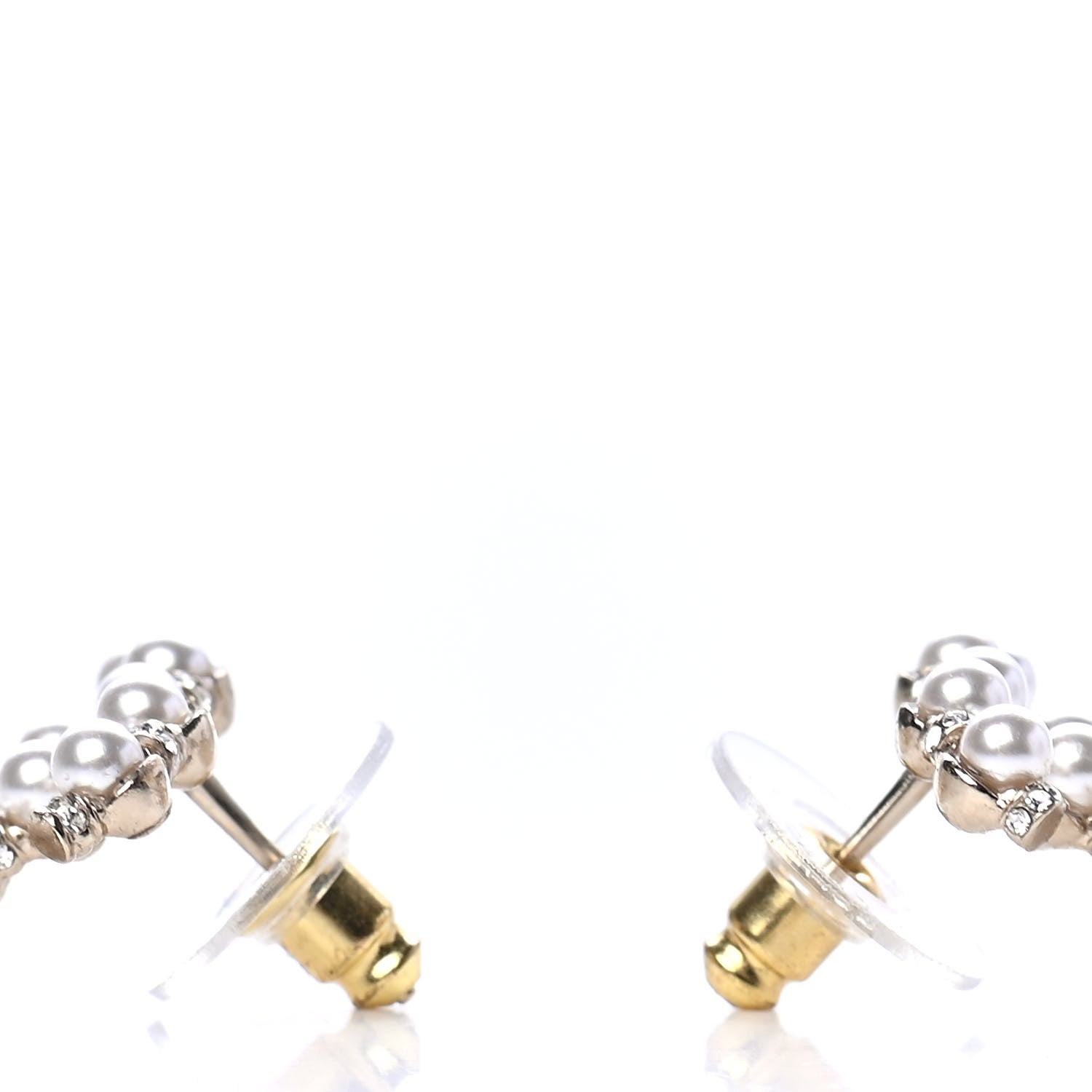 Chanel Pearl Crystal Nefertiti CC Earrings Gold 3 of 6