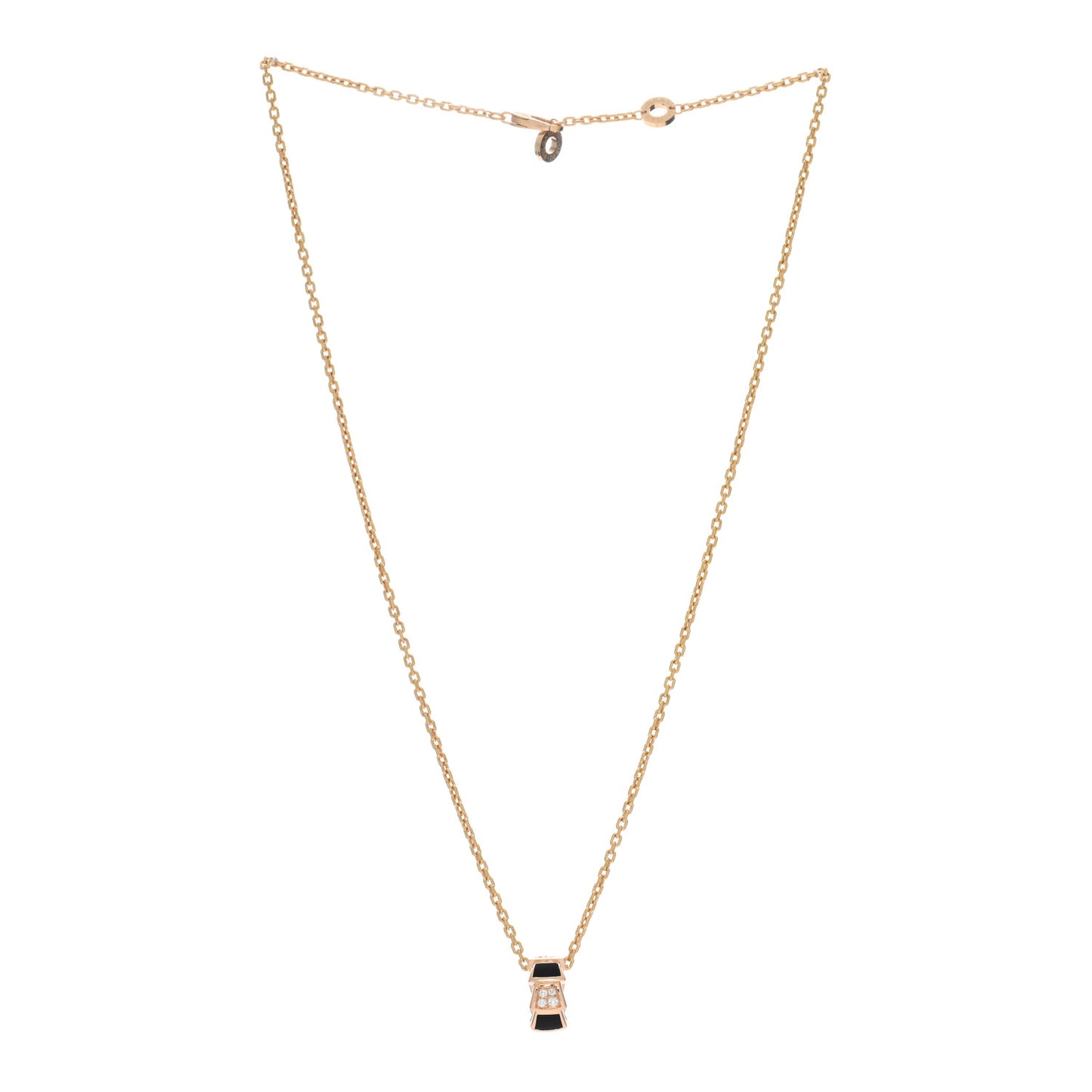 18K Rose Gold Diamond Black Onyx Serpenti Viper Pendant Necklace