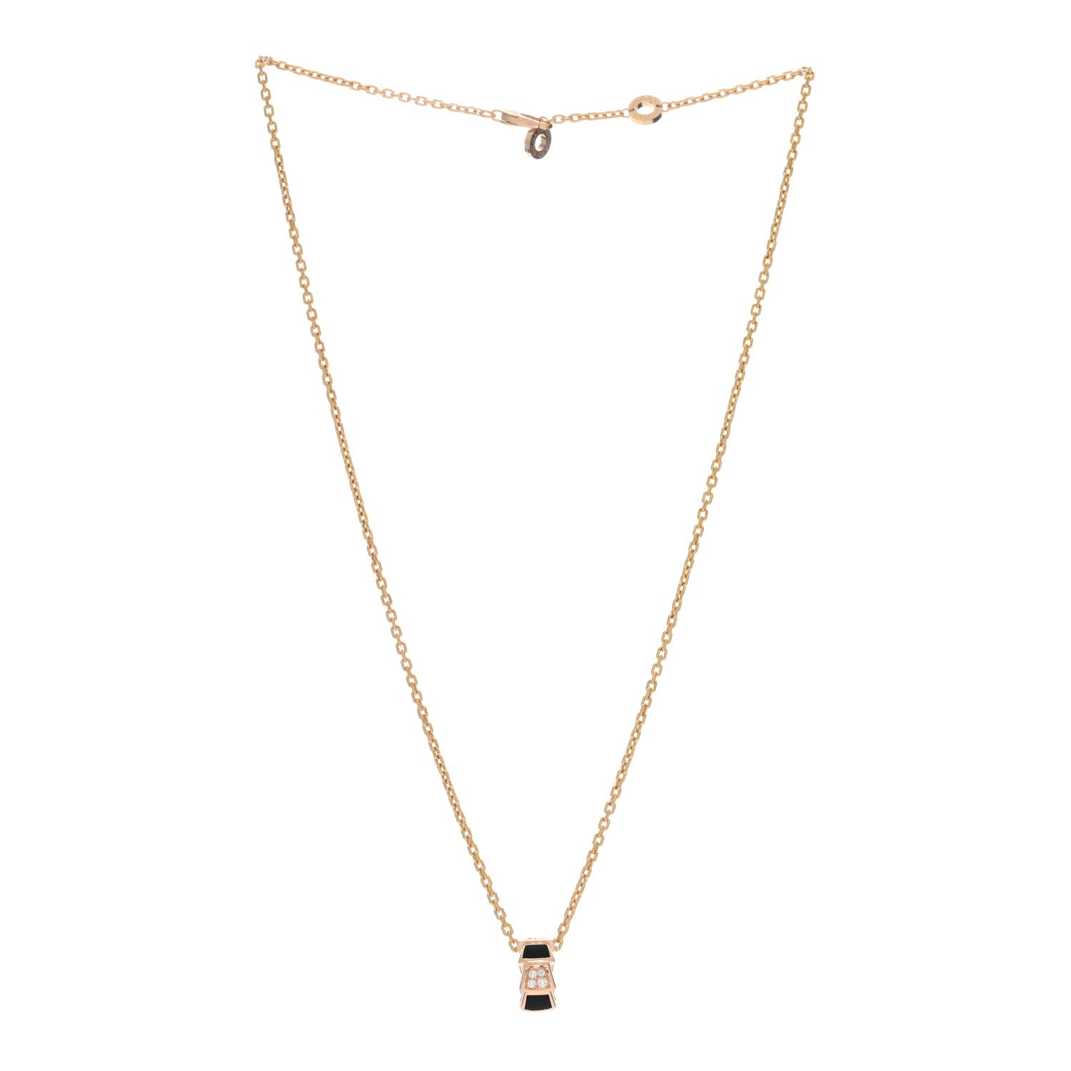 Bulgari 18K Rose Gold Diamond Black Onyx Serpenti Viper Pendant Necklace 3 of 4