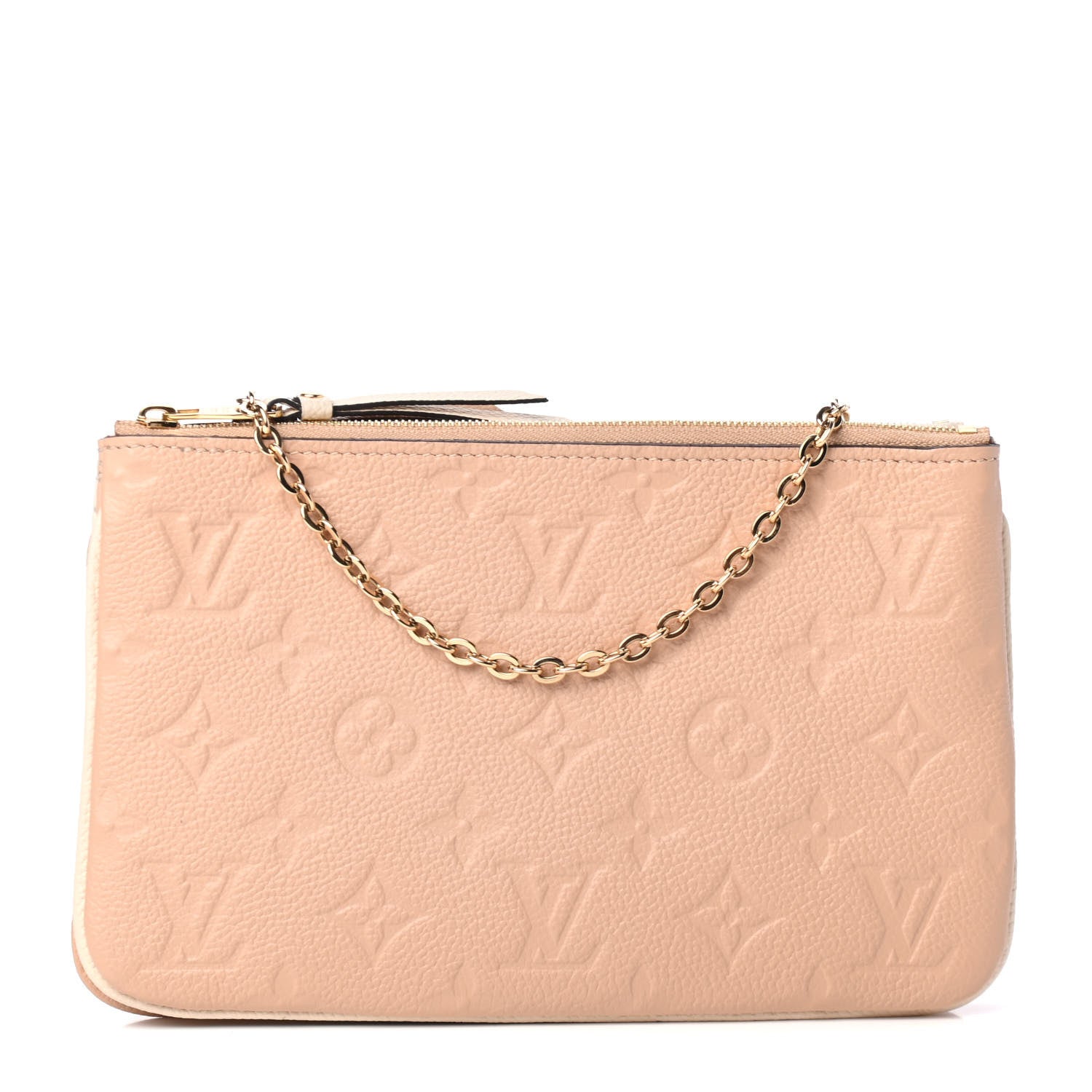 Louis Vuitton Empreinte Double Zip Pochette Beige Rose Creme
