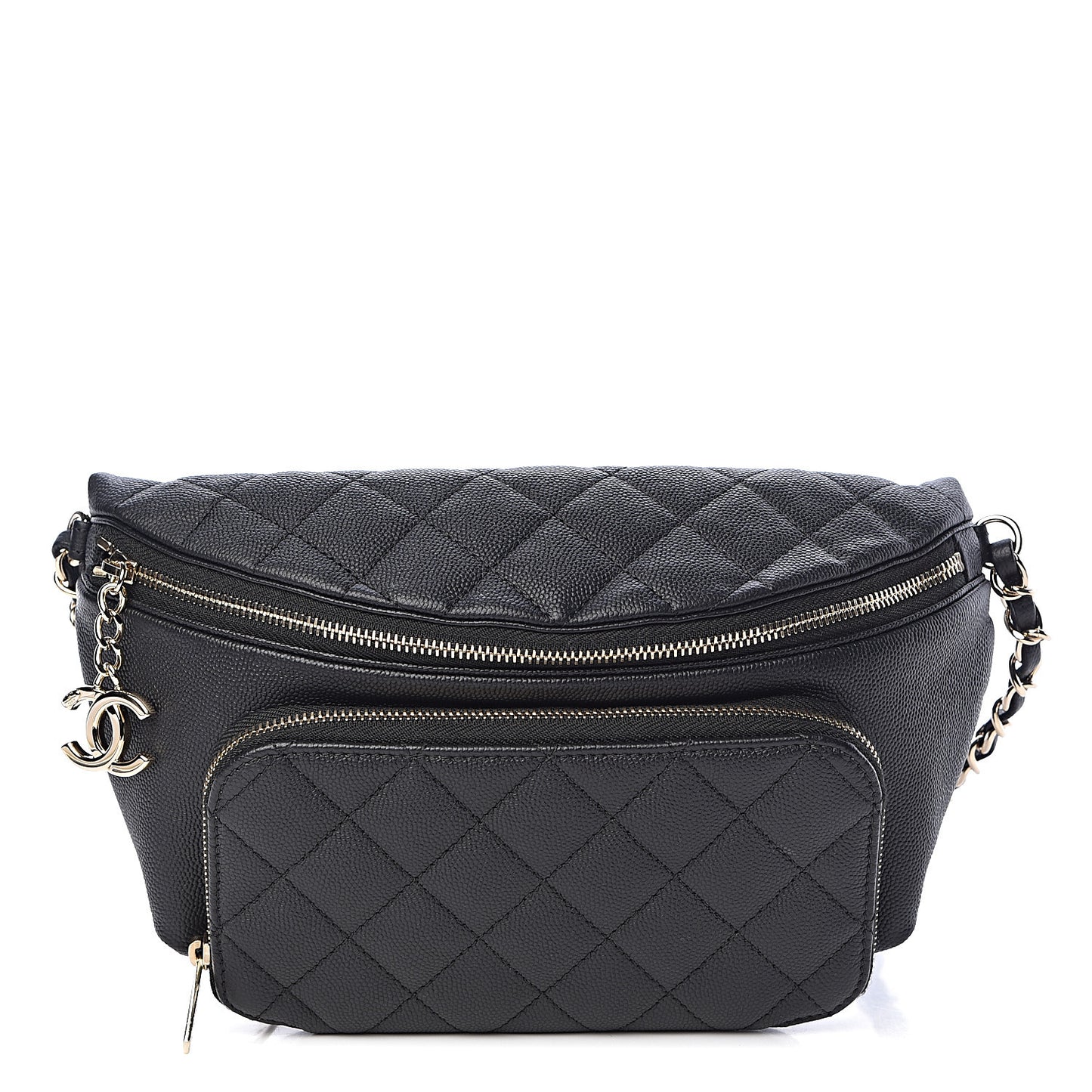 Caviar Quilted Business Affinity Waist Belt Bag Black