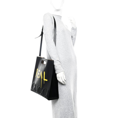 Gucci Calfskin GucciGhost Real Medium XL Tote Black Yellow 2 of 11