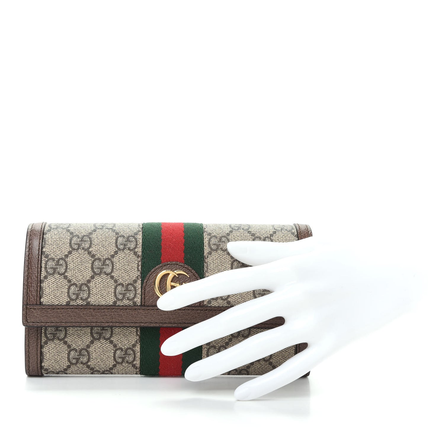 GG Supreme Monogram Web Ophidia Continental Wallet Brown