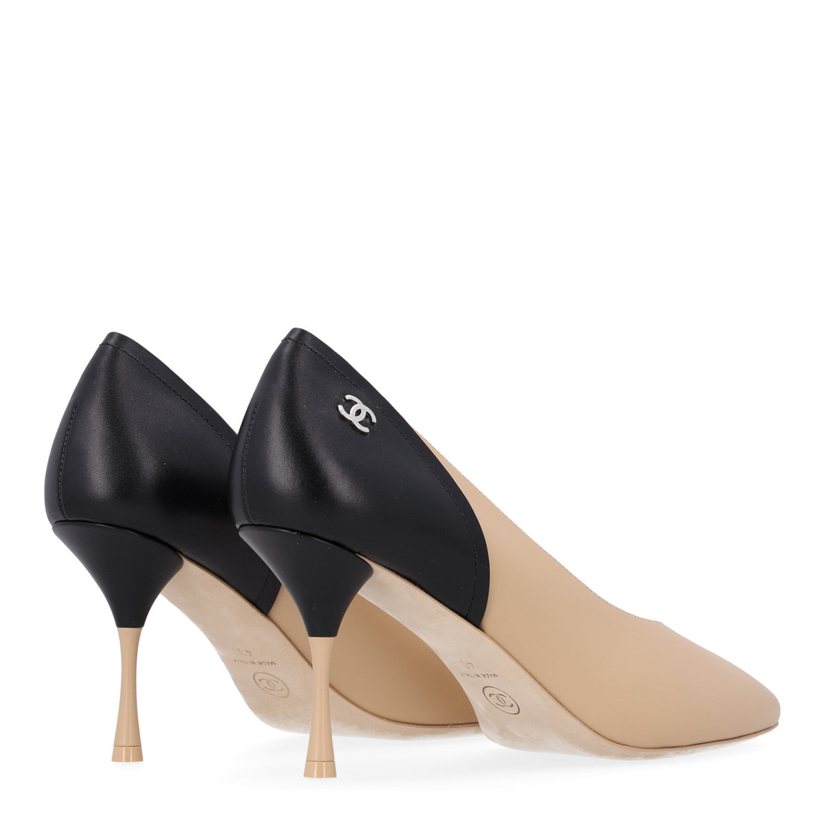 Chanel Lambskin Calfskin Cap Toe Pumps 40 Black Beige 5 of 11