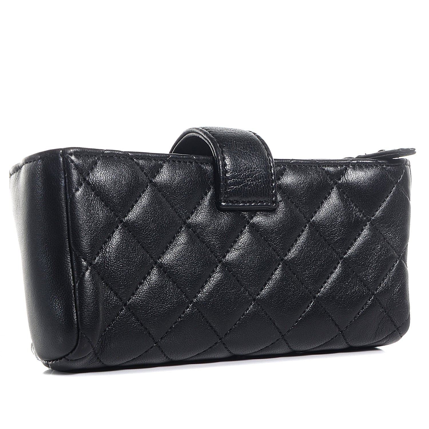 Chanel Lambskin Quilted Crystal Valentine Charms Mini Phone Holder Crossbody Bag Black 3 of 7