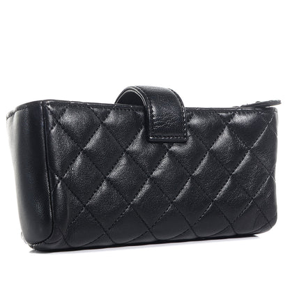 Chanel Lambskin Quilted Crystal Valentine Charms Mini Phone Holder Crossbody Bag Black 3 of 7