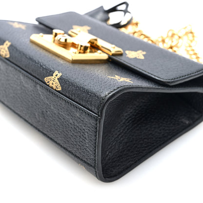 Gucci Grained Calfskin Bee Star Small Padlock Shoulder Bag Black 9 of 9