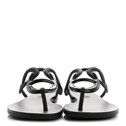 Hermes Rubber Womens Egerie Sandals 41 Black 3 of 9