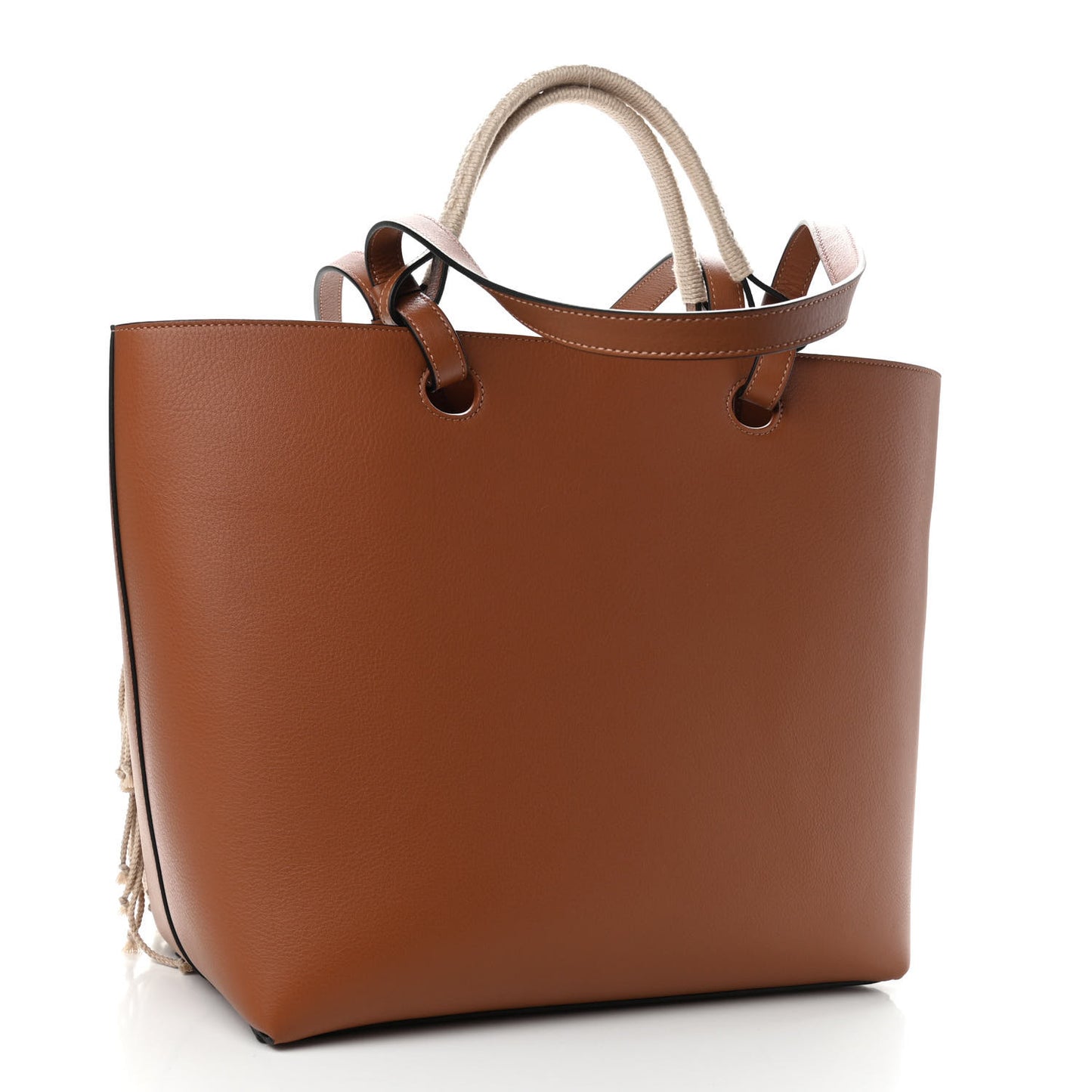 Calfskin Woven Cord Anagram Tote Bag Tan