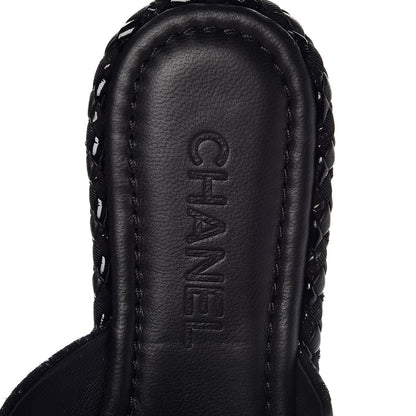 Chanel Fabric Mule Sandals 38 Black 7 of 8