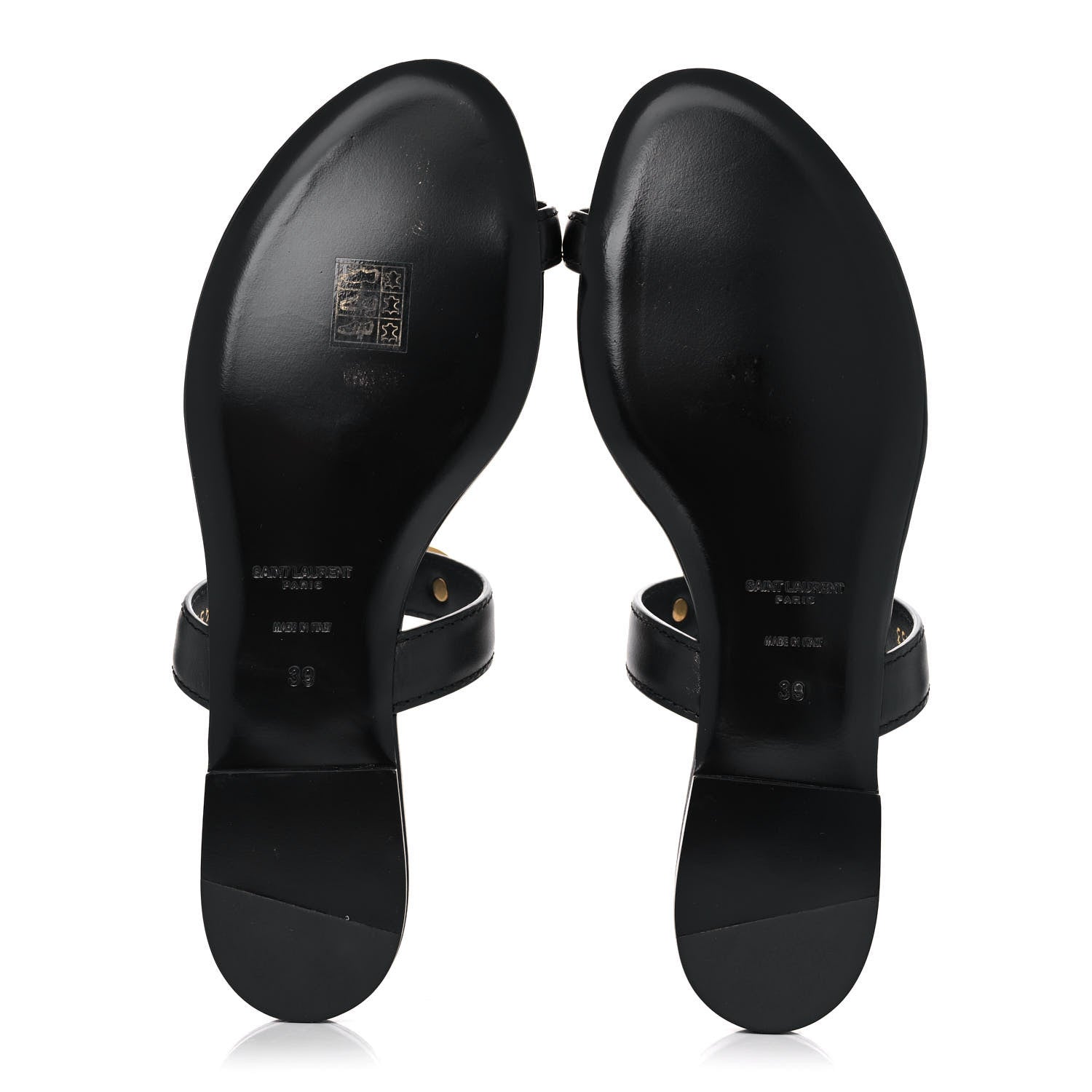 Saint Laurent Calfskin Chain Jota Maillon Sandals 39 Black 5 of 9
