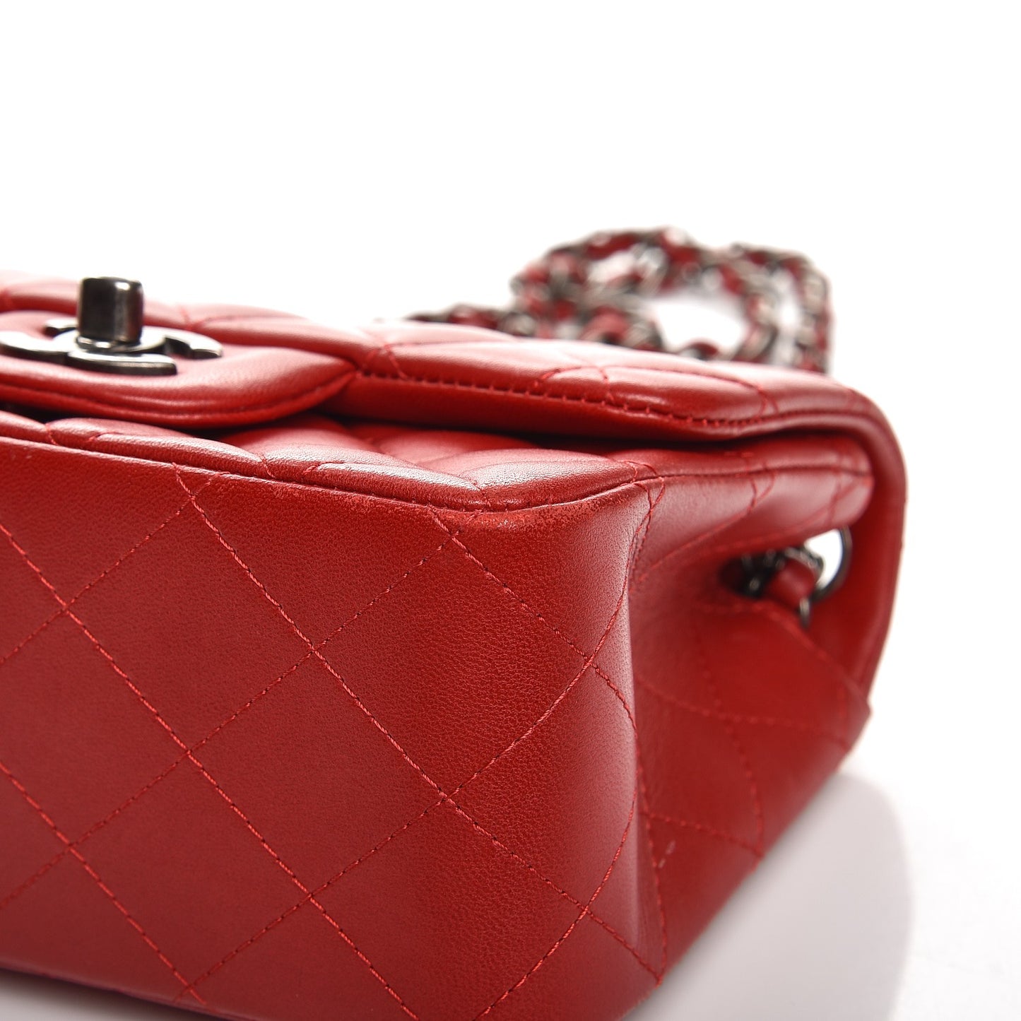 Lambskin Quilted Mini Square Flap Red
