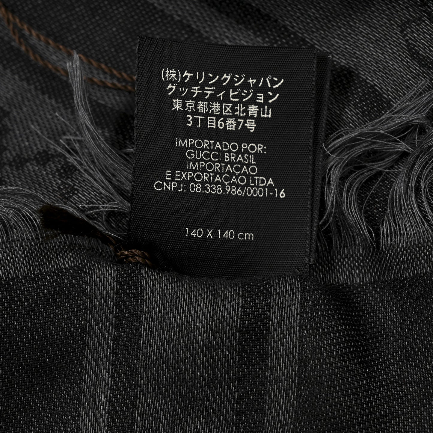 Wool Silk GG Monogram Diamante Plaid Surviee Shawl Graphite Black