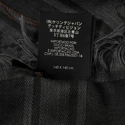 Gucci Wool Silk GG Monogram Diamante Plaid Surviee Shawl Graphite Black 3 of 3