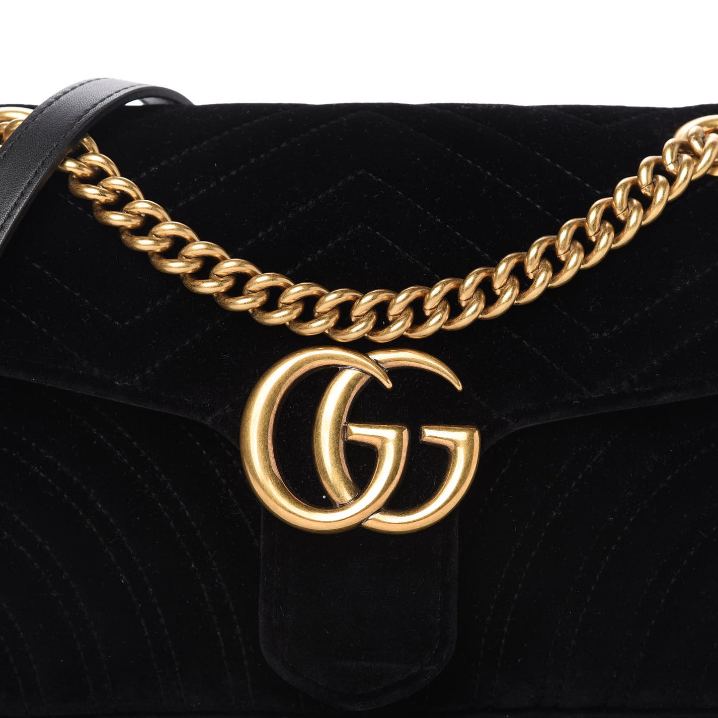 Velvet Matelasse Small GG Marmont Shoulder Bag Black