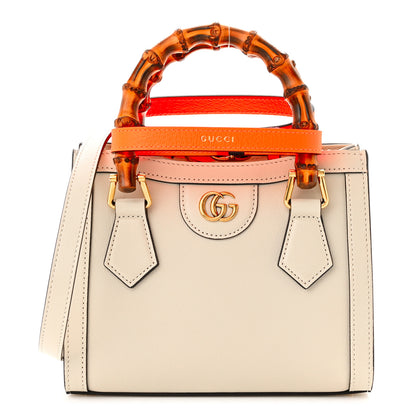 Gucci Wonka Grain Calfskin Mini Diana Tote Bag Mystic White Orange Fluo 1 of 10