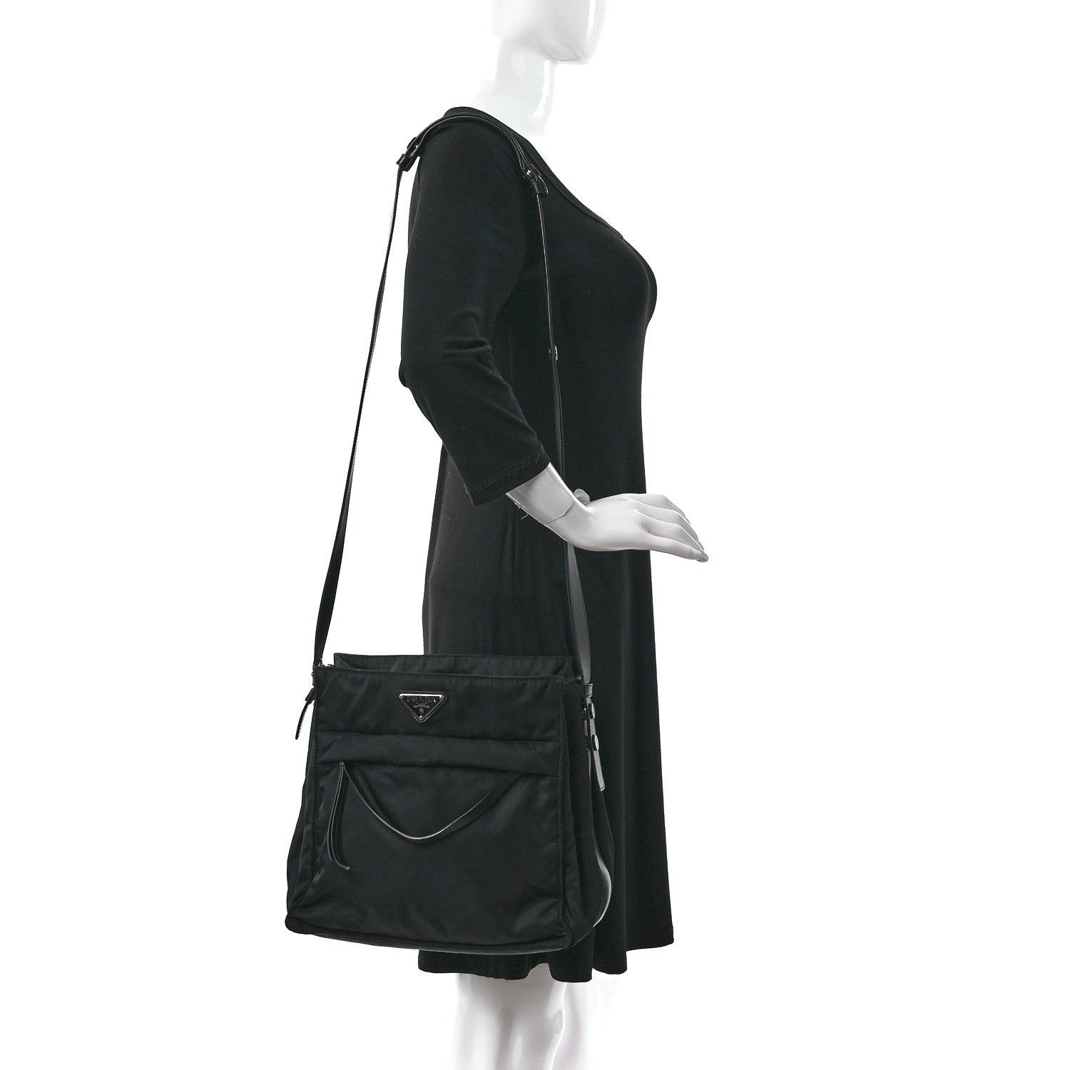 Prada Tessuto Nylon Front Pocket Messenger Bag Black 2 of 9