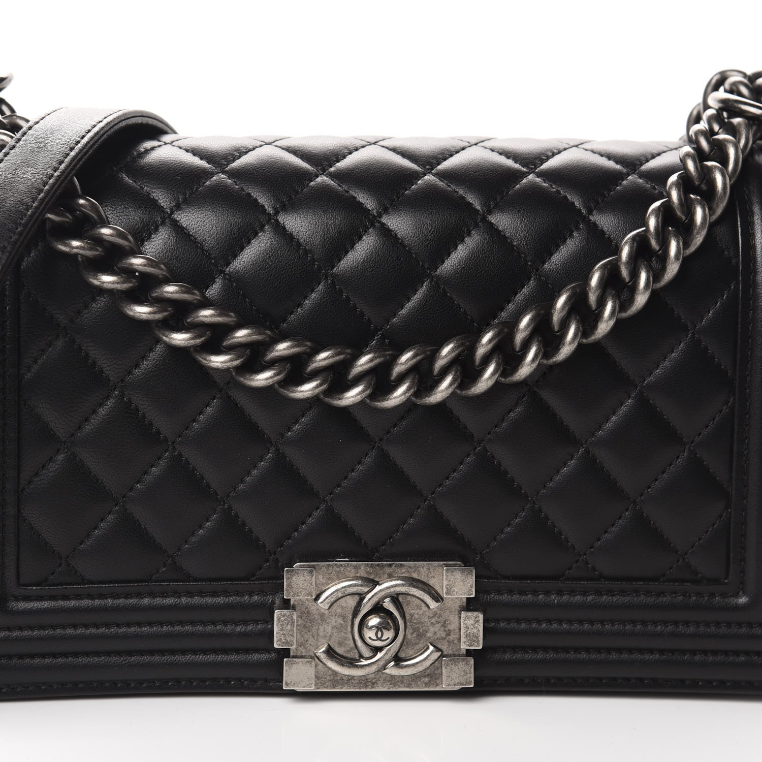 Chanel Lambskin Quilted Medium Boy Flap Black 11 of 11