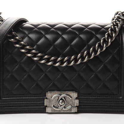 Chanel Lambskin Quilted Medium Boy Flap Black 11 of 11