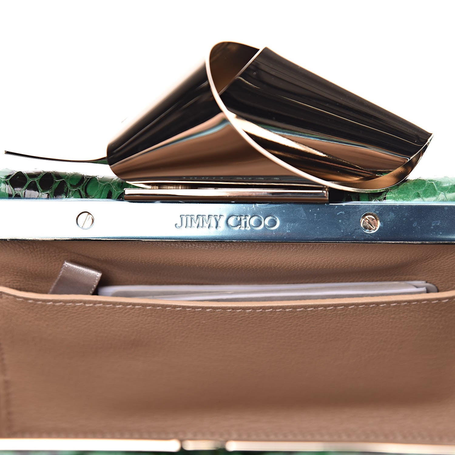 Jimmy Choo Gloss Elaphe Snakeskin Cara Clutch Kew 6 of 12