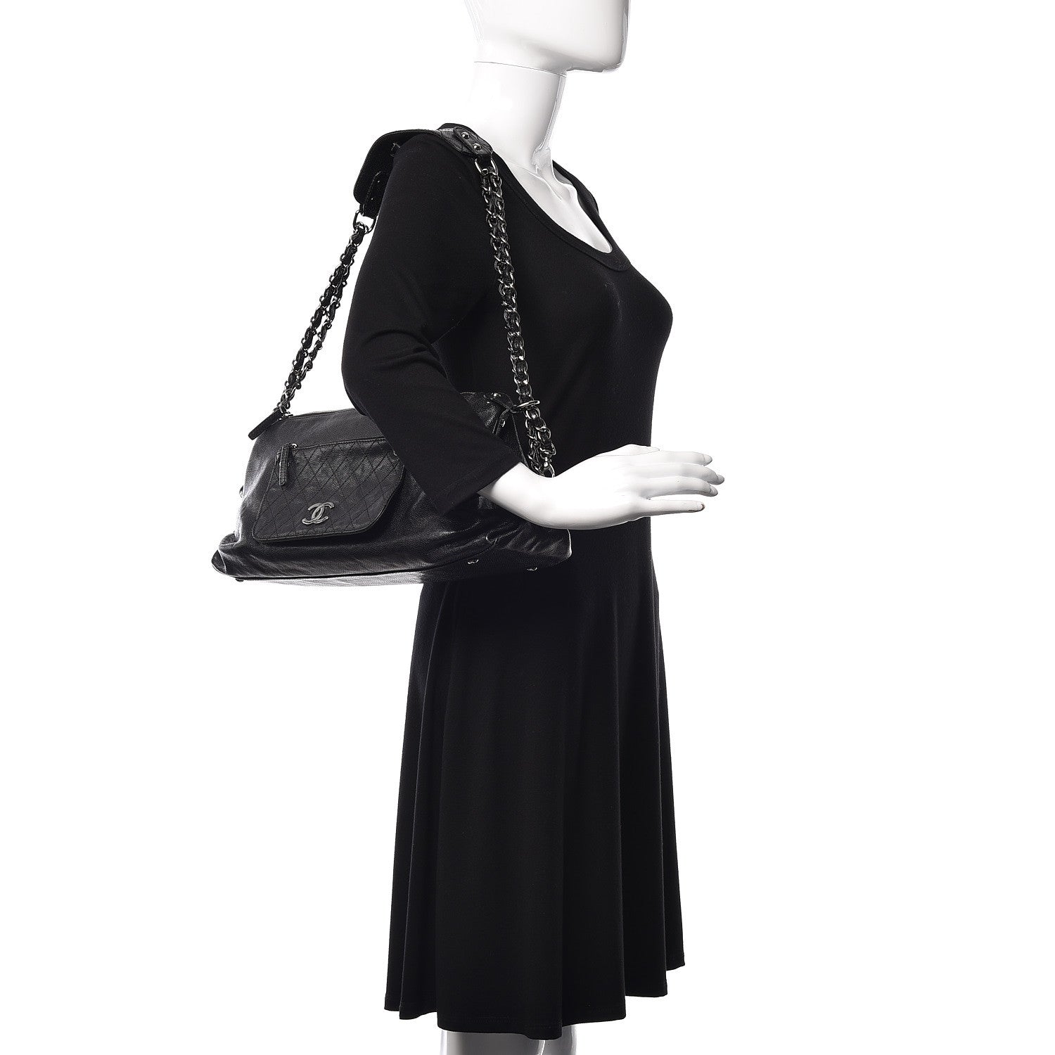 Chanel Glazed Caviar Pocket In The City Shoulder Bag Black 2 of 9