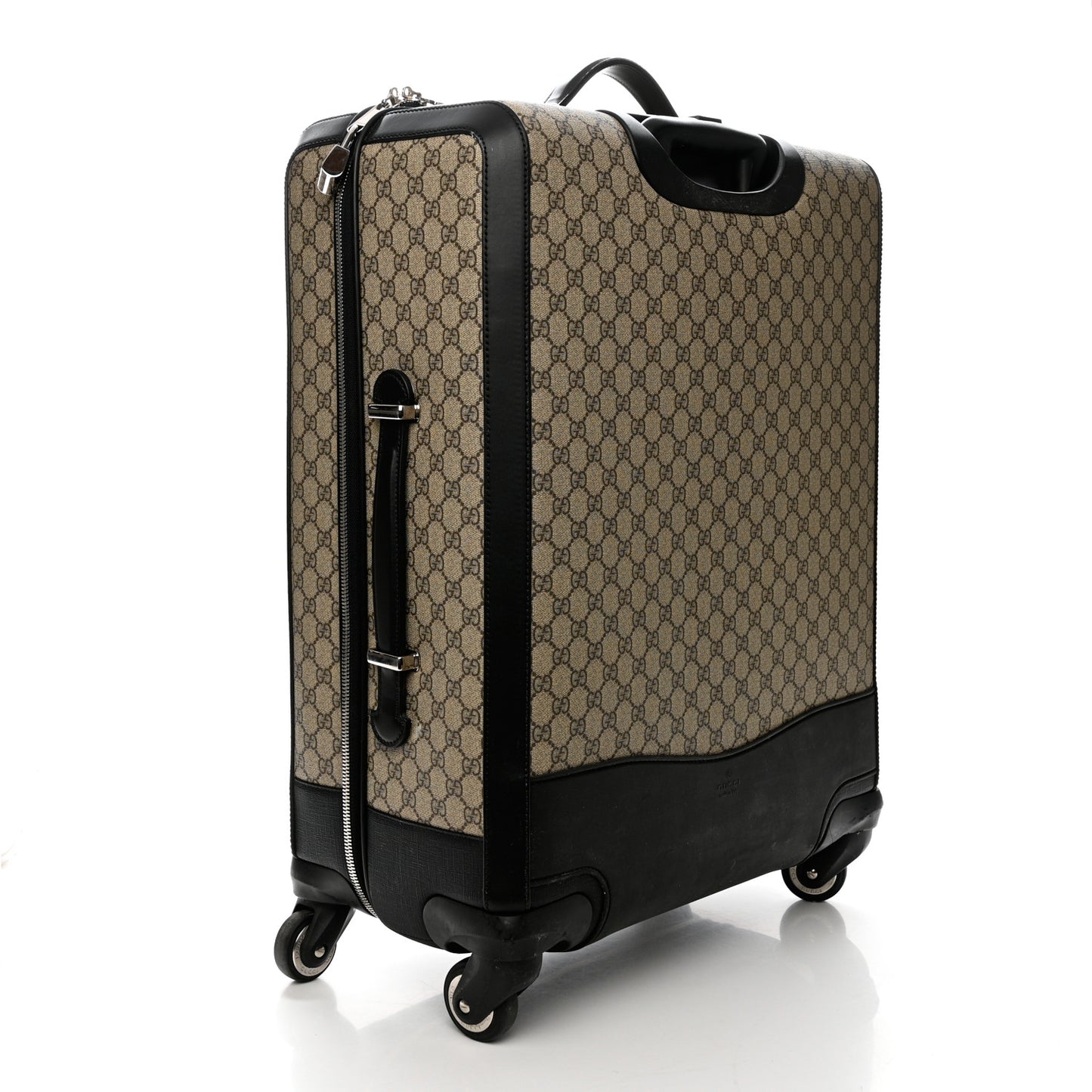 GG Supreme Monogram Four Wheel Suitcase Black