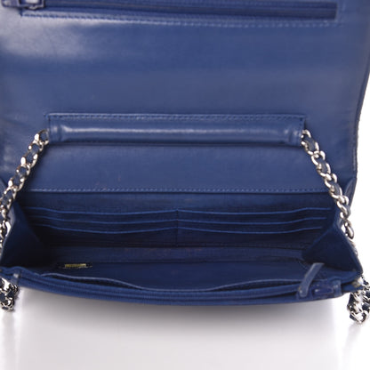 Chanel Perforated Lambskin Quilted Wallet On Chain WOC Blue 5 of 9