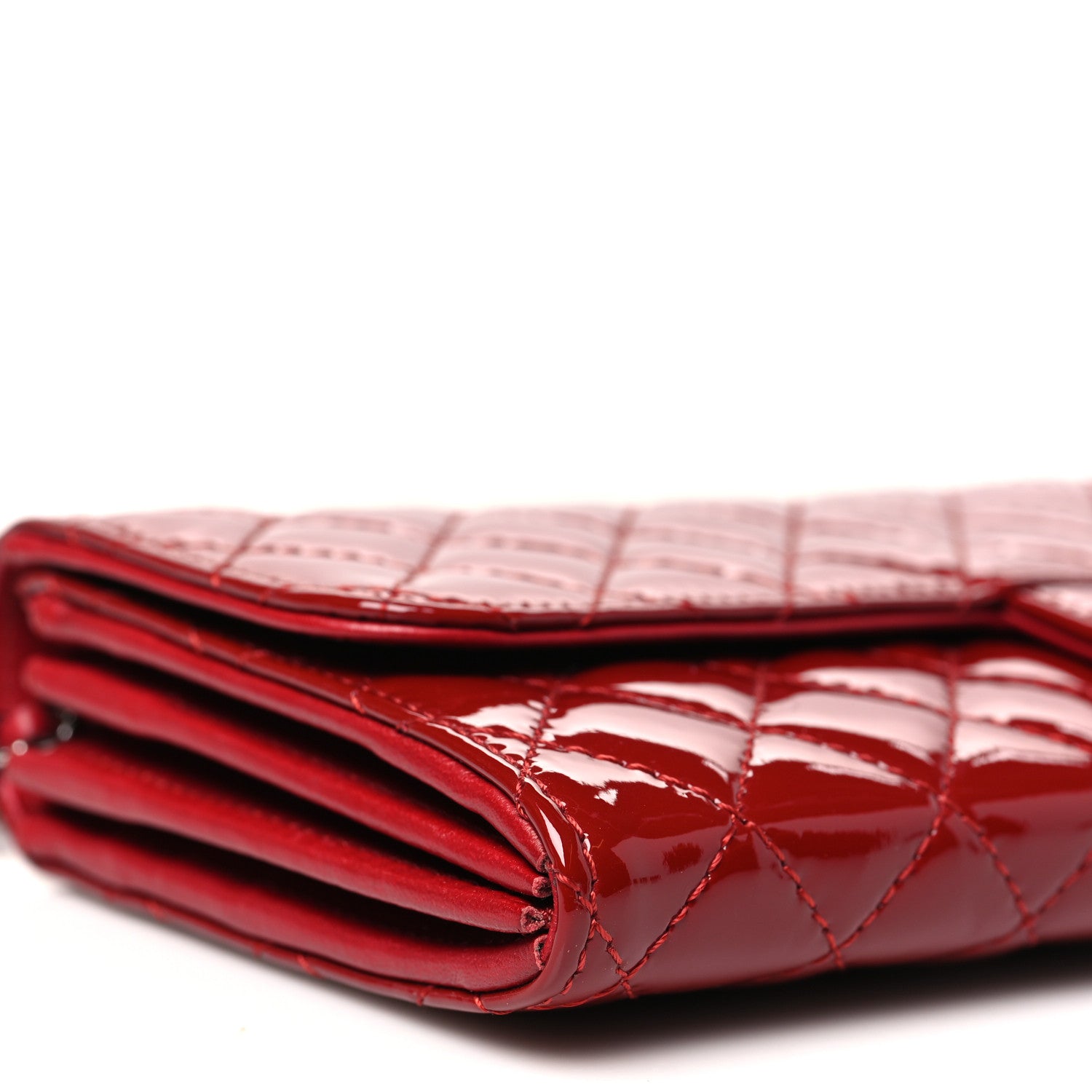 Chanel Patent Calfskin Quilted Brilliant East West Flap Clutch Red 9 of 11