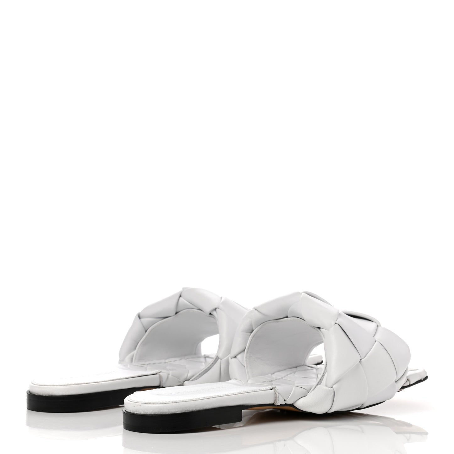 Nappa Maxi Intrecciato Lido Flat Sandals 38 Optic White