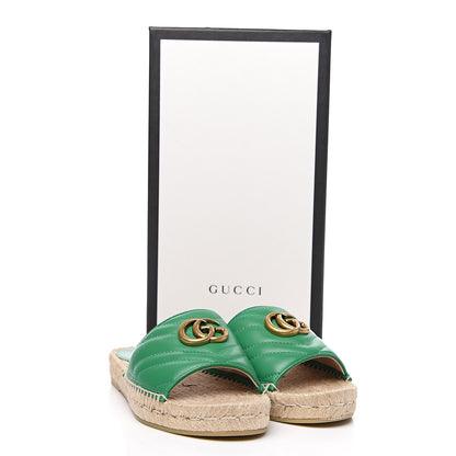 Gucci Nappa Matelasse GG Marmont Espadrille Slide Sandals 36 New Shamarock 9 of 9