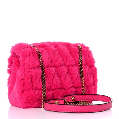 Versace Faux Fur Quilted Virtus Shoulder Bag Fuxia 3 of 8