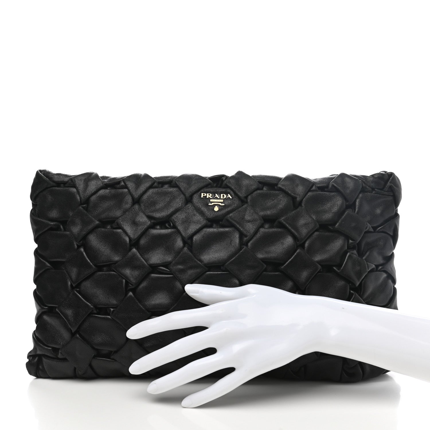 Prada Nappa Woven Pouch Black 2 of 11
